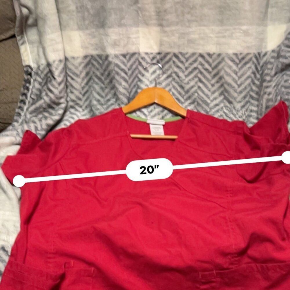 ScrubStar Red Mock Wrap Scrub Top - Extra Large - XL - Picture 7 of 8